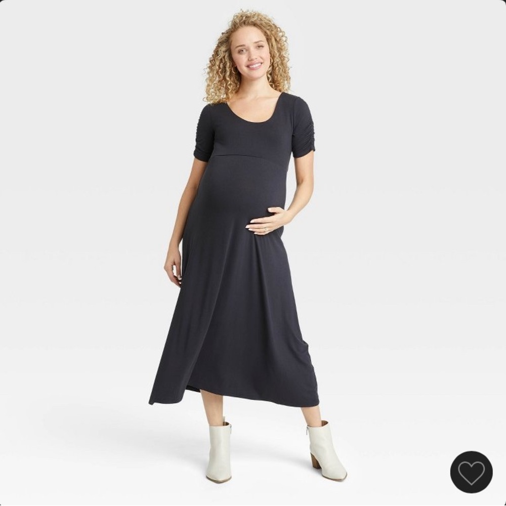 NWT The Nines by Hatch Short Sleeve Shirred Maternity Dress
